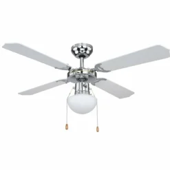 Ventilateur Globo CHAMPION Chrome, 1 lumière