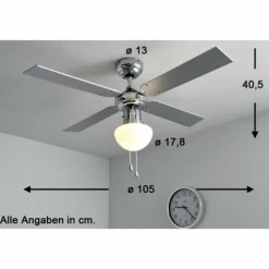 Ventilateur Globo CHAMPION Chrome, Acier inoxydable, Blanc, 1 lumière