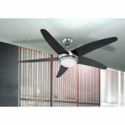 Ventilateur Globo FABIOLA Acier inoxydable, Nickel mat, 1 lumière, Télécommandes