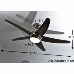Ventilateur Globo FABIOLA Acier inoxydable, Nickel mat, 1 lumière, Télécommandes