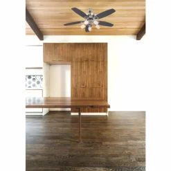 Ventilateur Globo JERRY Chrome, Acier inoxydable, Nickel mat, 5 lumières