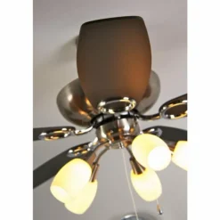 Ventilateur Globo JERRY Chrome, Acier inoxydable, Nickel mat, 5 lumières