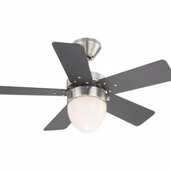 Ventilateur Globo MARVA Acier inoxydable, Gris, Nickel mat, Blanc, 1 lumière