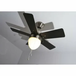 Ventilateur Globo MARVA Acier inoxydable, Gris, Nickel mat, Blanc, 1 lumière