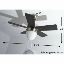 Ventilateur Globo MARVA Acier inoxydable, Gris, Nickel mat, Blanc, 1 lumière
