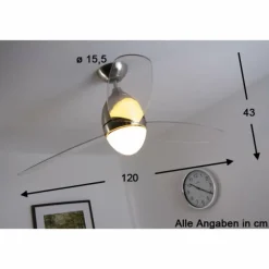 Ventilateur Globo PREMIER Acier inoxydable, Nickel mat, 2 lumières