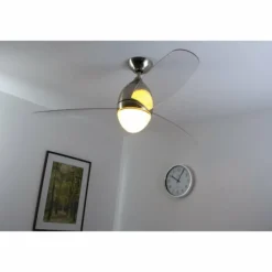 Ventilateur Globo PREMIER Acier inoxydable, Nickel mat, 2 lumières