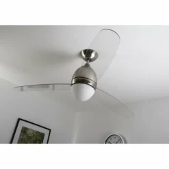 Ventilateur Globo PREMIER Acier inoxydable, Nickel mat, 2 lumières