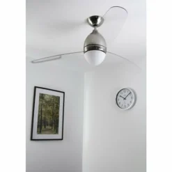 Ventilateur Globo PREMIER Acier inoxydable, Nickel mat, 2 lumières