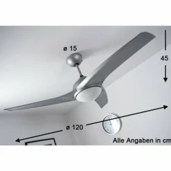 Ventilateur Globo PRIMO Argenté, Blanc, 2 lumières, Télécommandes