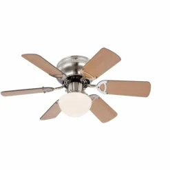 Ventilateur Globo UGO Acier inoxydable, Nickel mat, 1 lumière