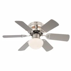 Ventilateur Globo UGO Acier inoxydable, Nickel mat, 1 lumière