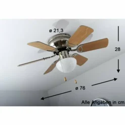 Ventilateur Globo UGO Acier inoxydable, Nickel mat, 1 lumière