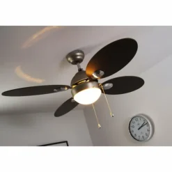 Ventilateur Globo WADE Acier inoxydable, Nickel mat, 1 lumière