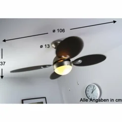 Ventilateur Globo WADE Acier inoxydable, Nickel mat, 1 lumière