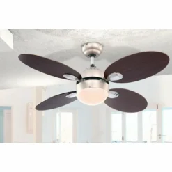 Ventilateur Globo WADE Chrome, Acier inoxydable, Nickel mat, 1 lumière