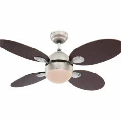 Ventilateur Globo WADE Chrome, Acier inoxydable, Nickel mat, 1 lumière