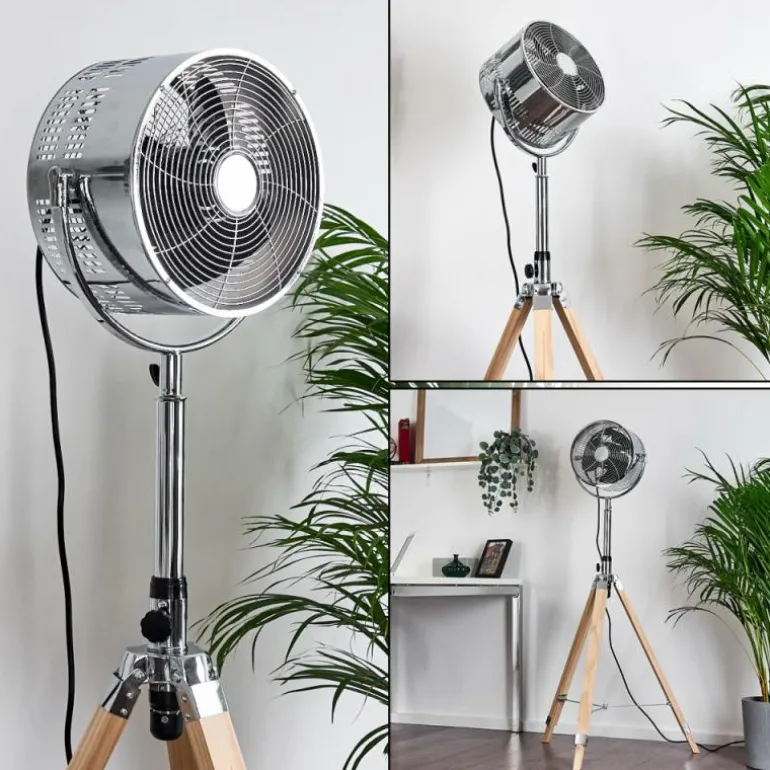 Ventilateur Magaluf Chrome, Bois clair