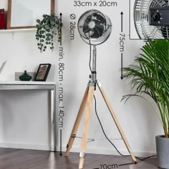 Ventilateur Magaluf Chrome, Bois clair