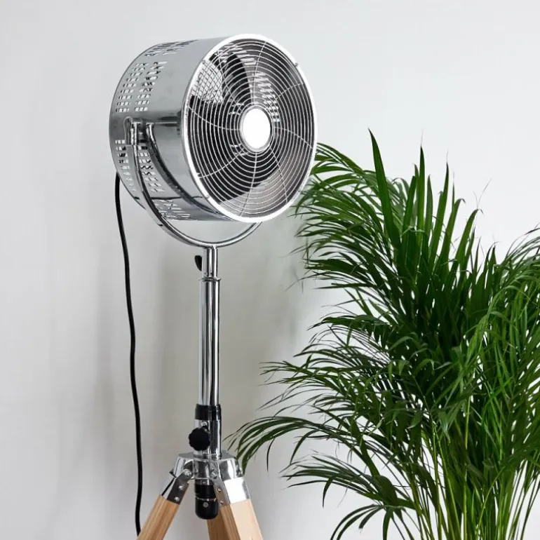 Ventilateur Magaluf Chrome, Bois clair