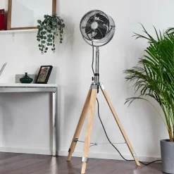 Ventilateur Magaluf Chrome, Bois clair