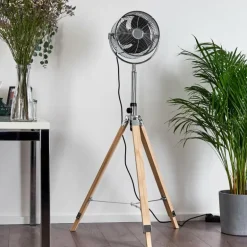 Ventilateur Magaluf Chrome, Bois clair