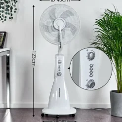 Ventilateur Rethymno Chrome, Argenté, Blanc