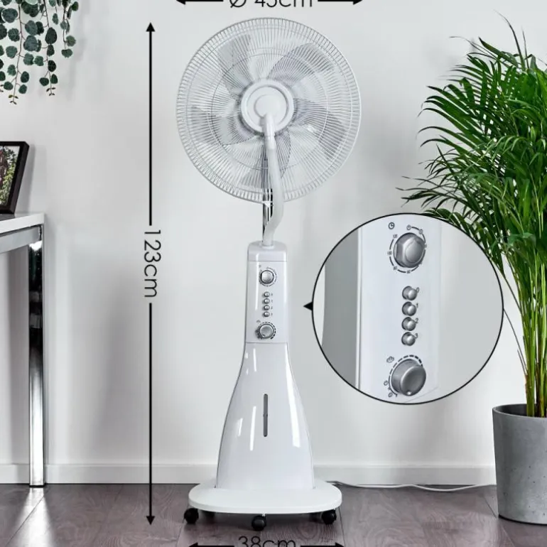 Ventilateur Rethymno Chrome, Argenté, Blanc