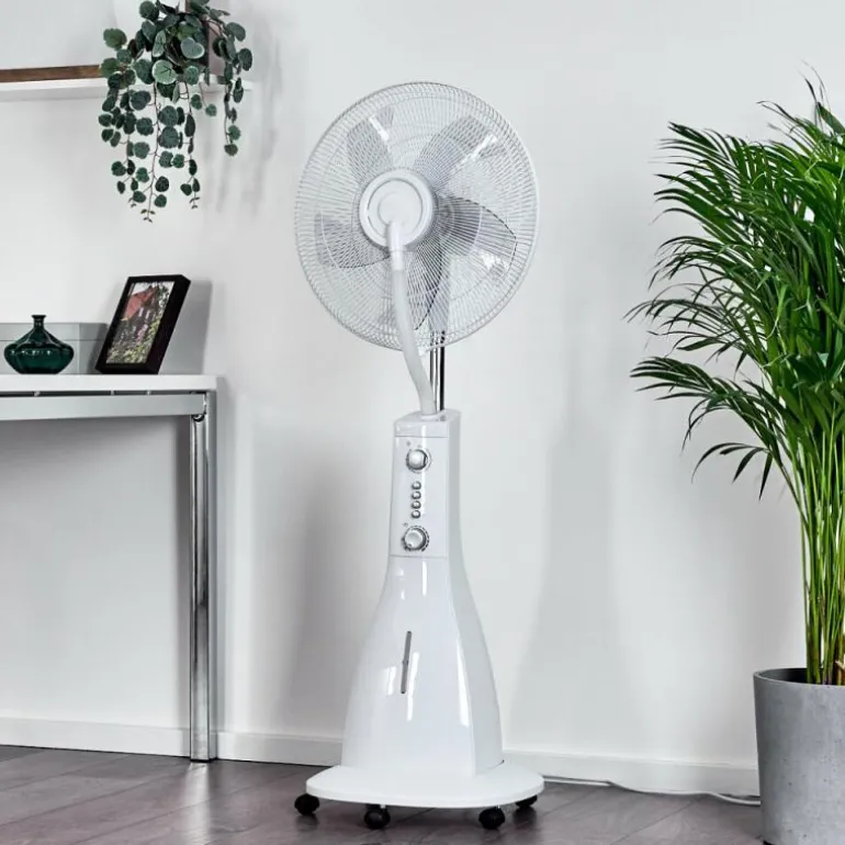 Ventilateur Rethymno Chrome, Argenté, Blanc