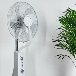 Ventilateur Rethymno Chrome, Argenté, Blanc