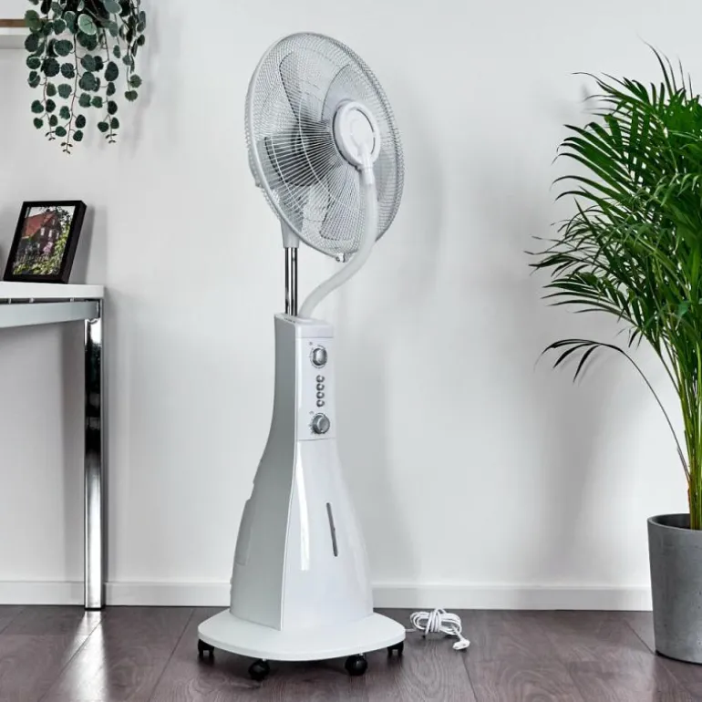 Ventilateur Rethymno Chrome, Argenté, Blanc