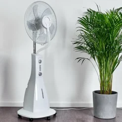 Ventilateur Rethymno Chrome, Argenté, Blanc