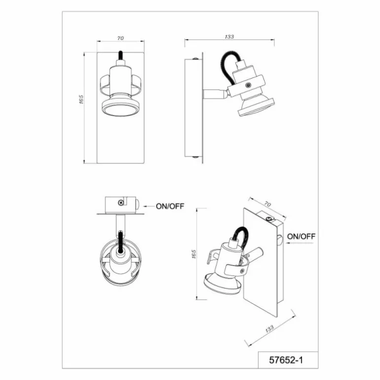 Verpax Plafonnier, Spot de plafond, Applique murale, Spot mural Luminaires Globo Lighting Nickel mat, 1 lumière