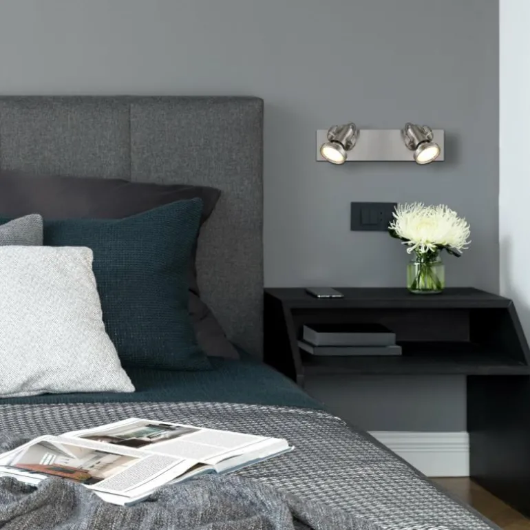 Verpax Plafonnier, Spot de plafond, Applique murale, Spot mural Luminaires Globo Lighting Nickel mat, 2 lumières