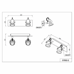 Verpax Plafonnier, Spot de plafond, Applique murale, Spot mural Luminaires Globo Lighting Nickel mat, 2 lumières