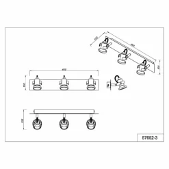 Verpax Plafonnier, Spot de plafond, Applique murale, Spot mural Luminaires Globo Lighting Nickel mat, 3 lumières