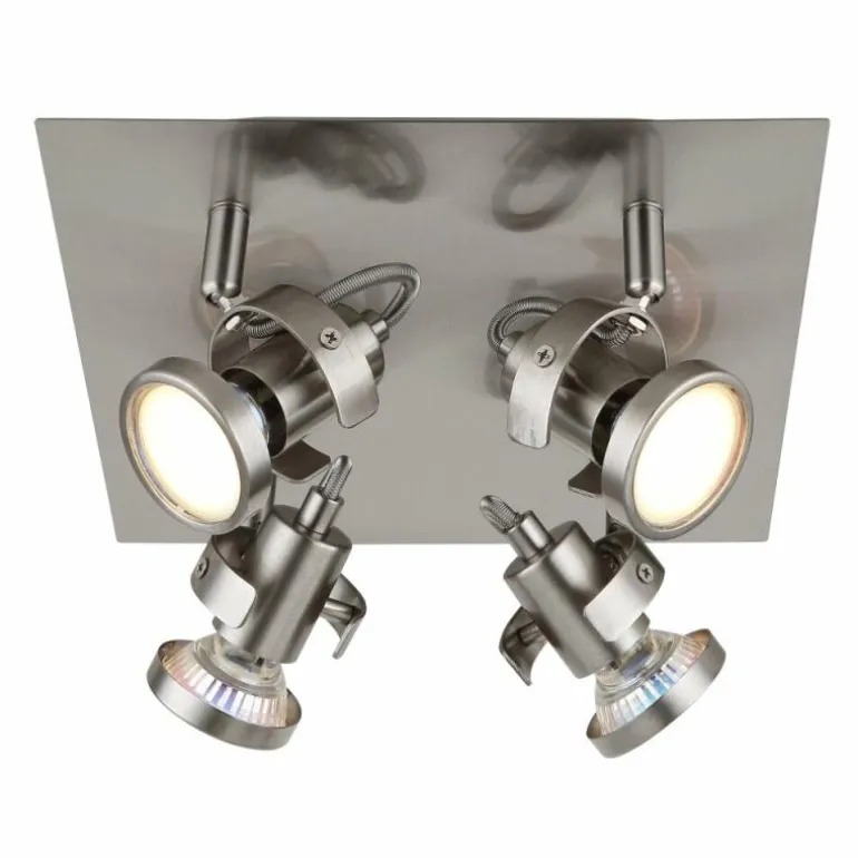 Verpax Plafonnier, Spot de plafond, Applique murale, Spot mural Luminaires Globo Lighting Nickel mat, 4 lumières