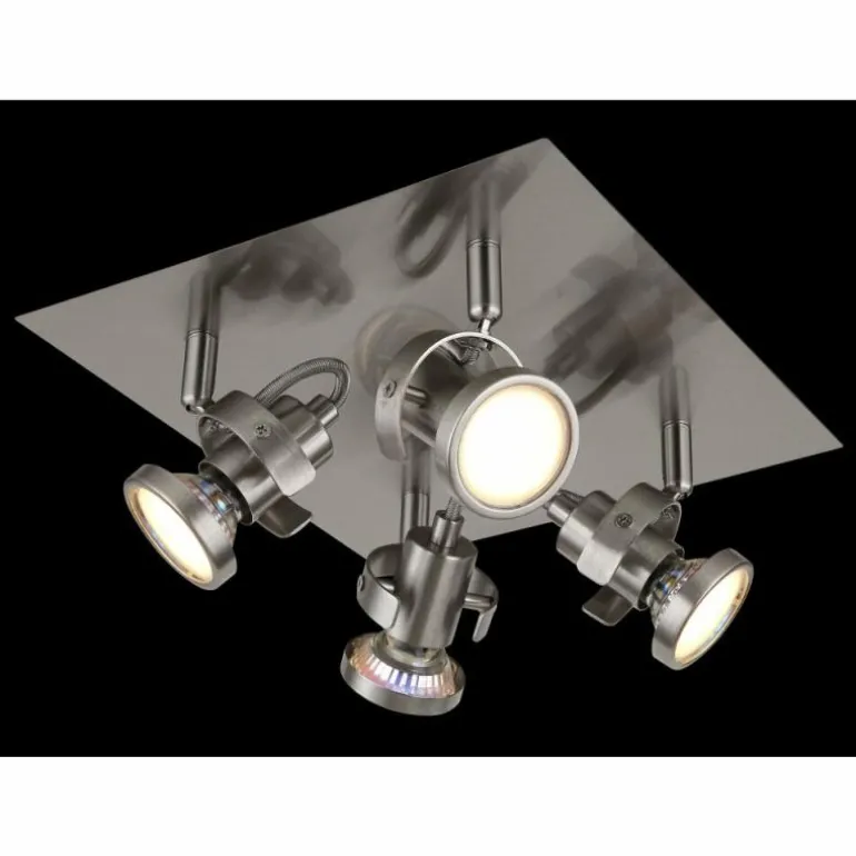 Verpax Plafonnier, Spot de plafond, Applique murale, Spot mural Luminaires Globo Lighting Nickel mat, 4 lumières