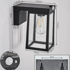 Verup Lampe murale d´extérieur, Applique murale LED Noir, 1 lumière, Détecteur de mouvement