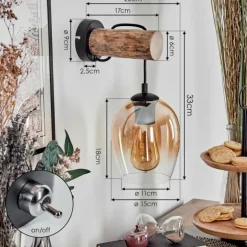 Vevino Applique murale Écru, Noir, 1 lumière