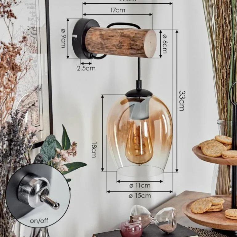 Vevino Applique murale Écru, Noir, 1 lumière