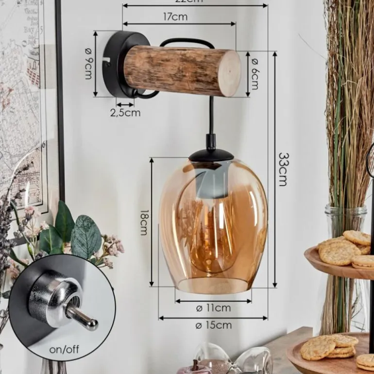 Vevino Applique murale Écru, Noir, 1 lumière