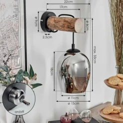 Vevino Applique murale Écru, Noir, 1 lumière