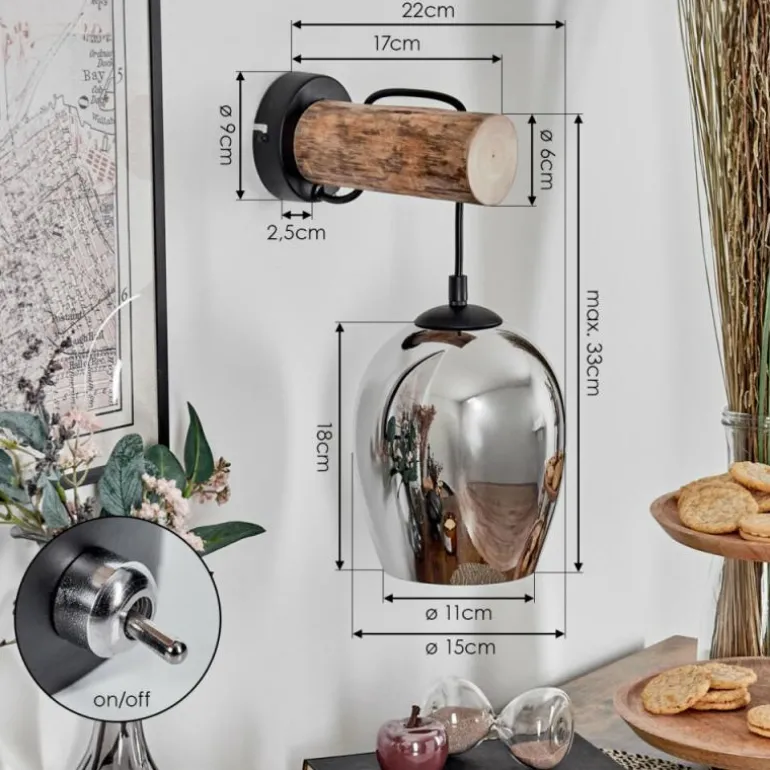 Vevino Applique murale Écru, Noir, 1 lumière