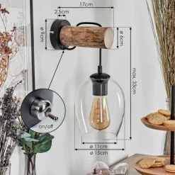 Vevino Applique murale, Spot mural Écru, Noir, 1 lumière