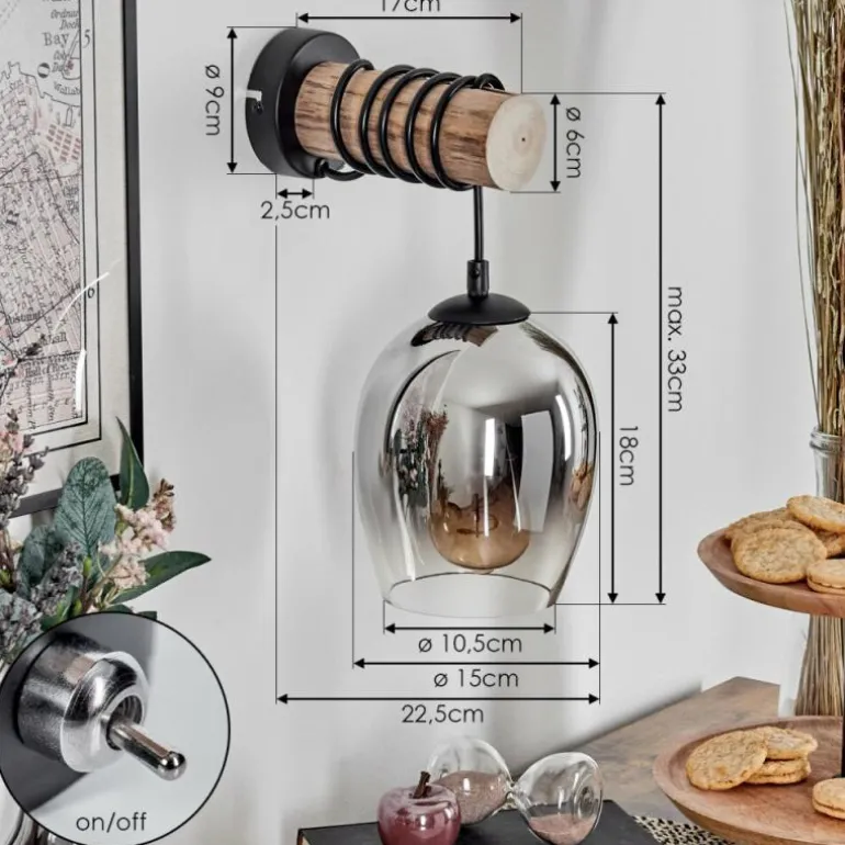 Vevino Boule lumineuse, Applique murale Écru, Noir, 1 lumière