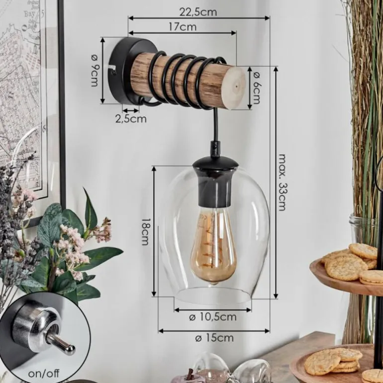 Vevino Boule lumineuse, Applique murale Écru, Noir, 1 lumière