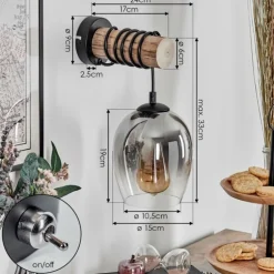 Vevino Boule lumineuse, Applique murale Écru, Noir, 1 lumière