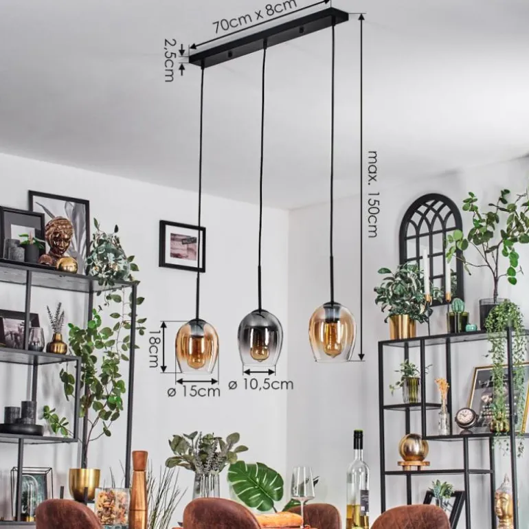 Vevino Suspension Ambre, Clair, Fumé, 3 lumières