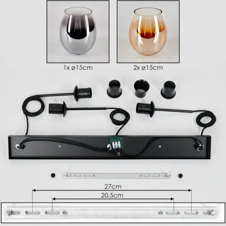 Vevino Suspension Ambre, Clair, Fumé, 3 lumières